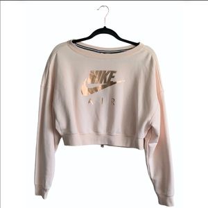 Nike Air Cropped Zip Back Sweatshirt, Baby pink